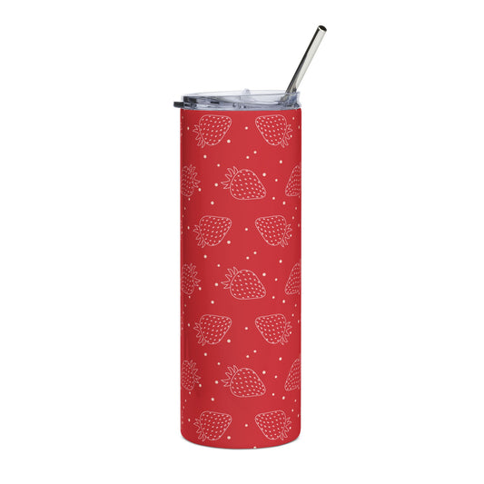 Strawberry tumbler + free straw topper