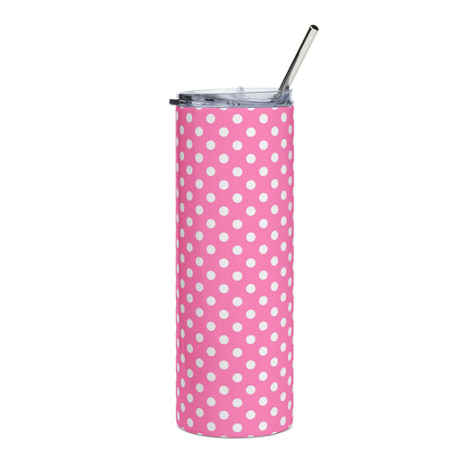 Pink dots tumbler + free straw topper