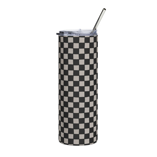 Checker tumbler + free straw topper