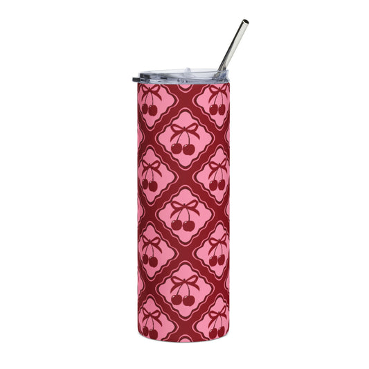 Cherry season tumbler + free straw topper