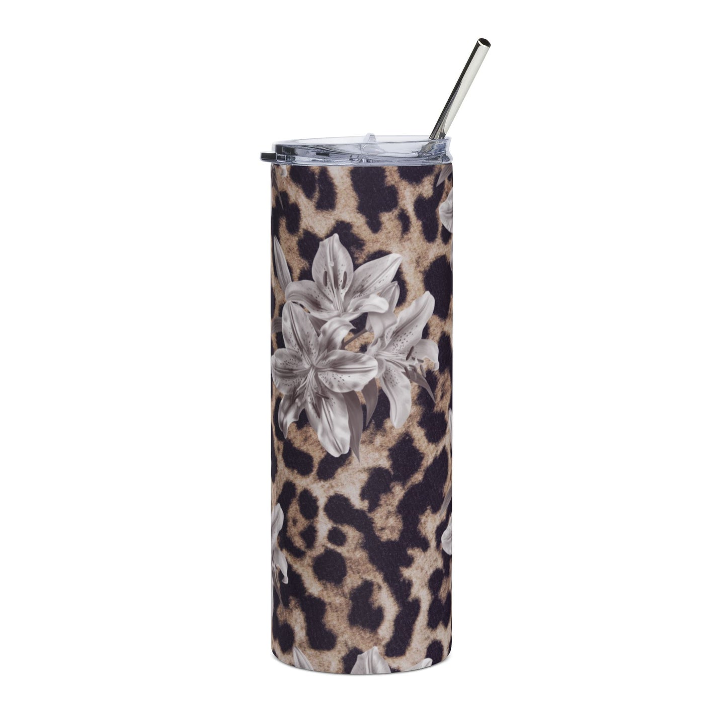 Leopard with lilies + free straw topper