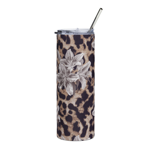 Leopard with lilies + free straw topper