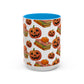 Books and pumpkin mug