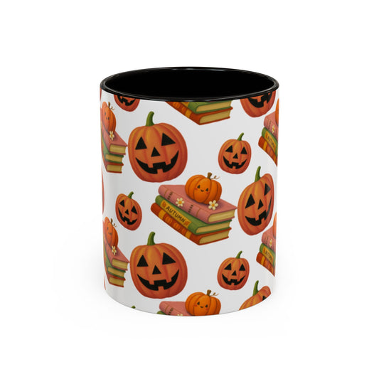 Books and pumpkin mug