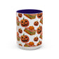 Books and pumpkin mug
