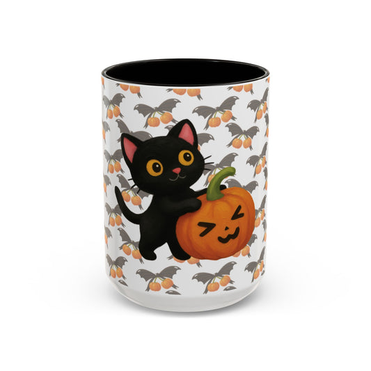 Cat and pumpkin mug