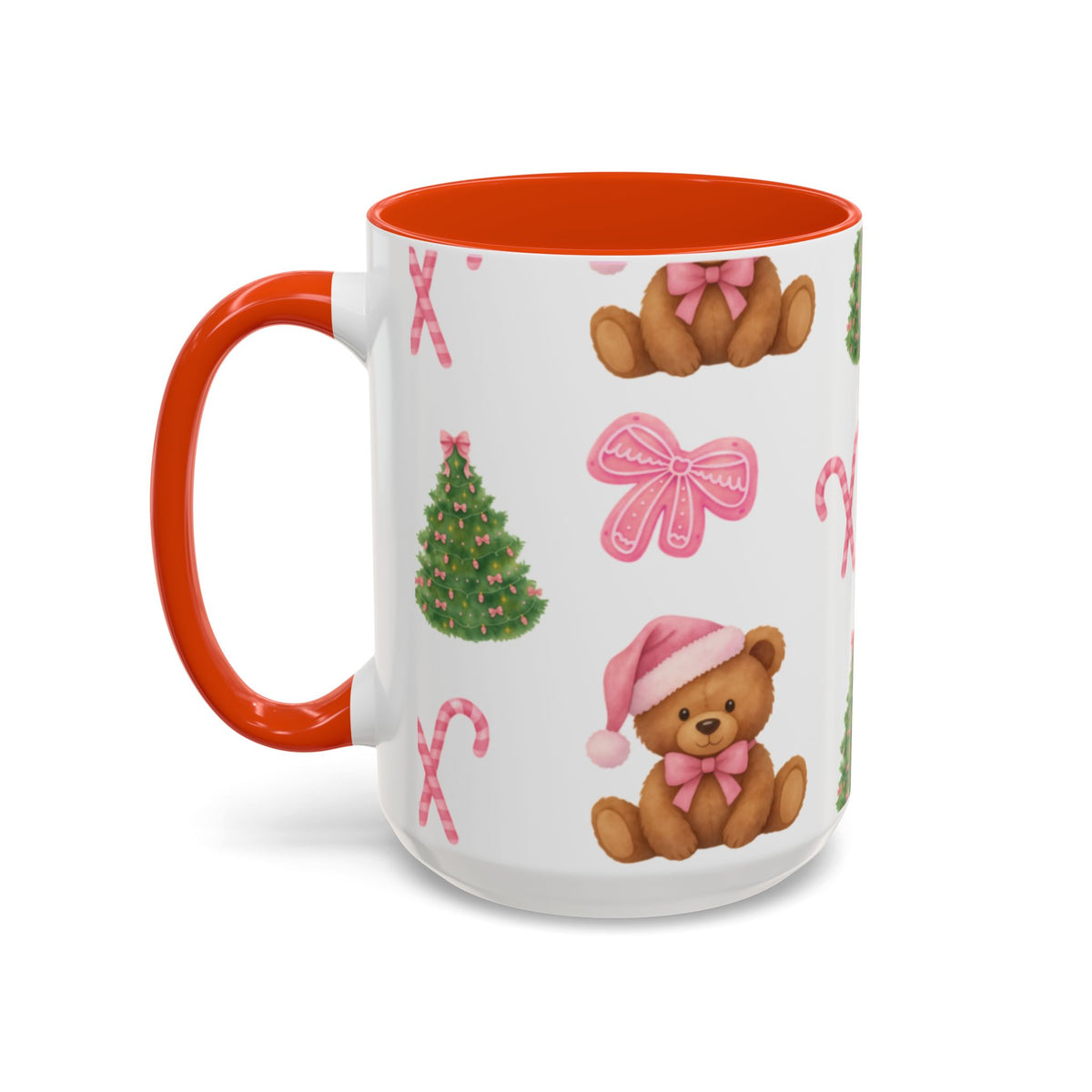 Pink bear Christmas mug