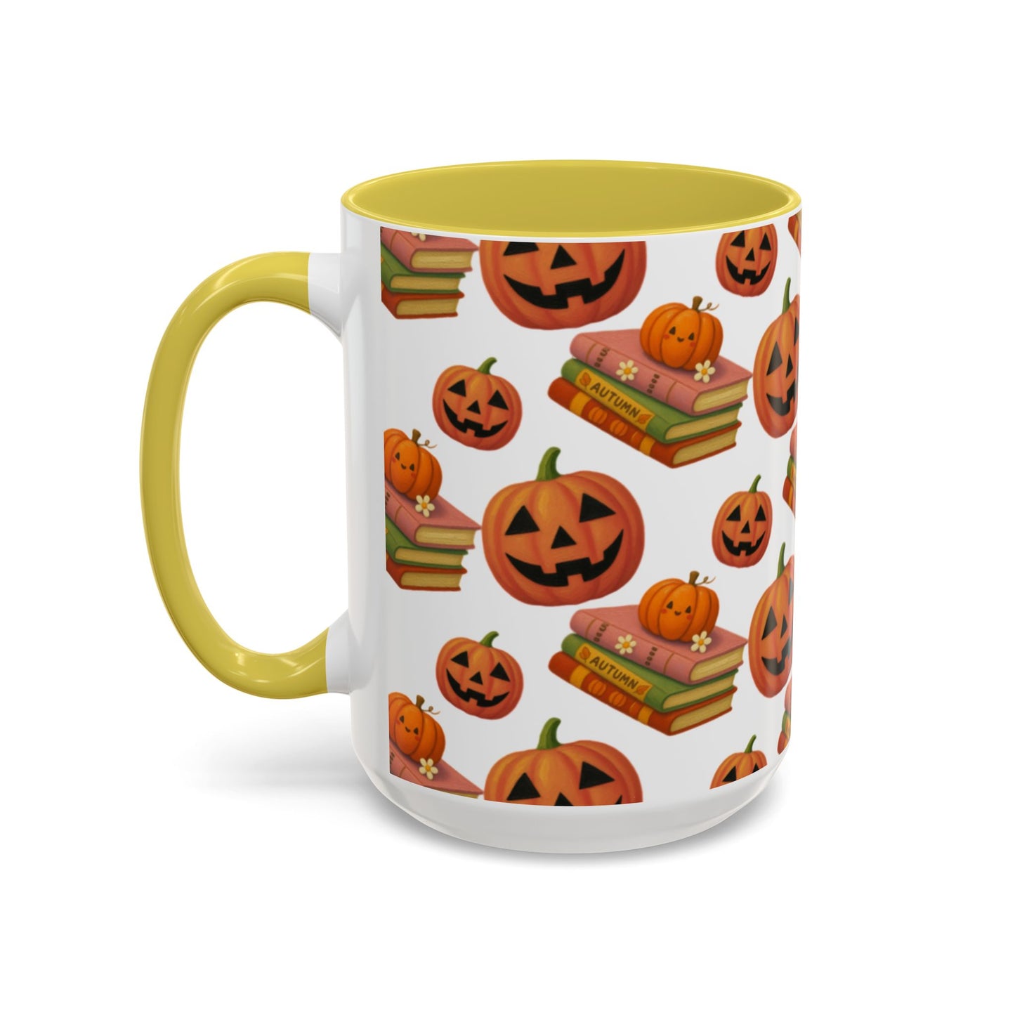 Books and pumpkin mug
