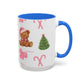 Pink bear Christmas mug