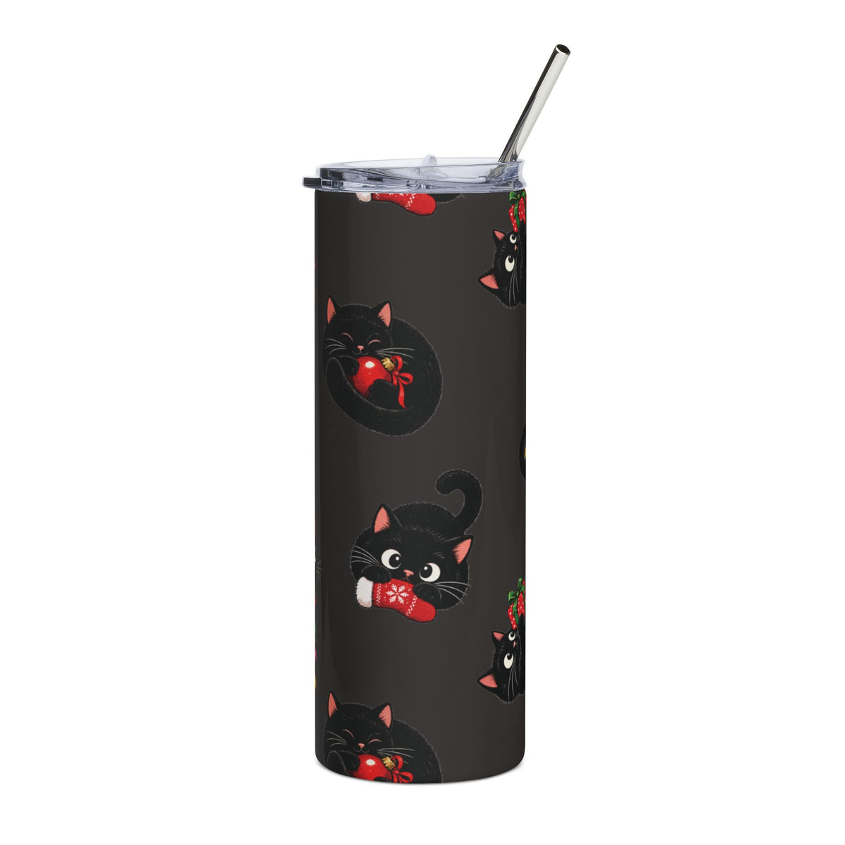 Christmas cats + free straw topper