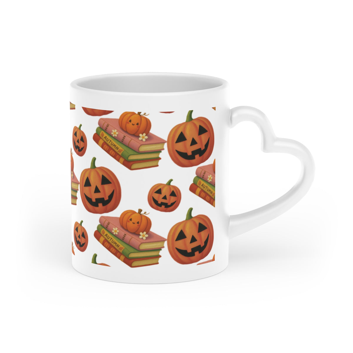 Books and pumpkin mug
