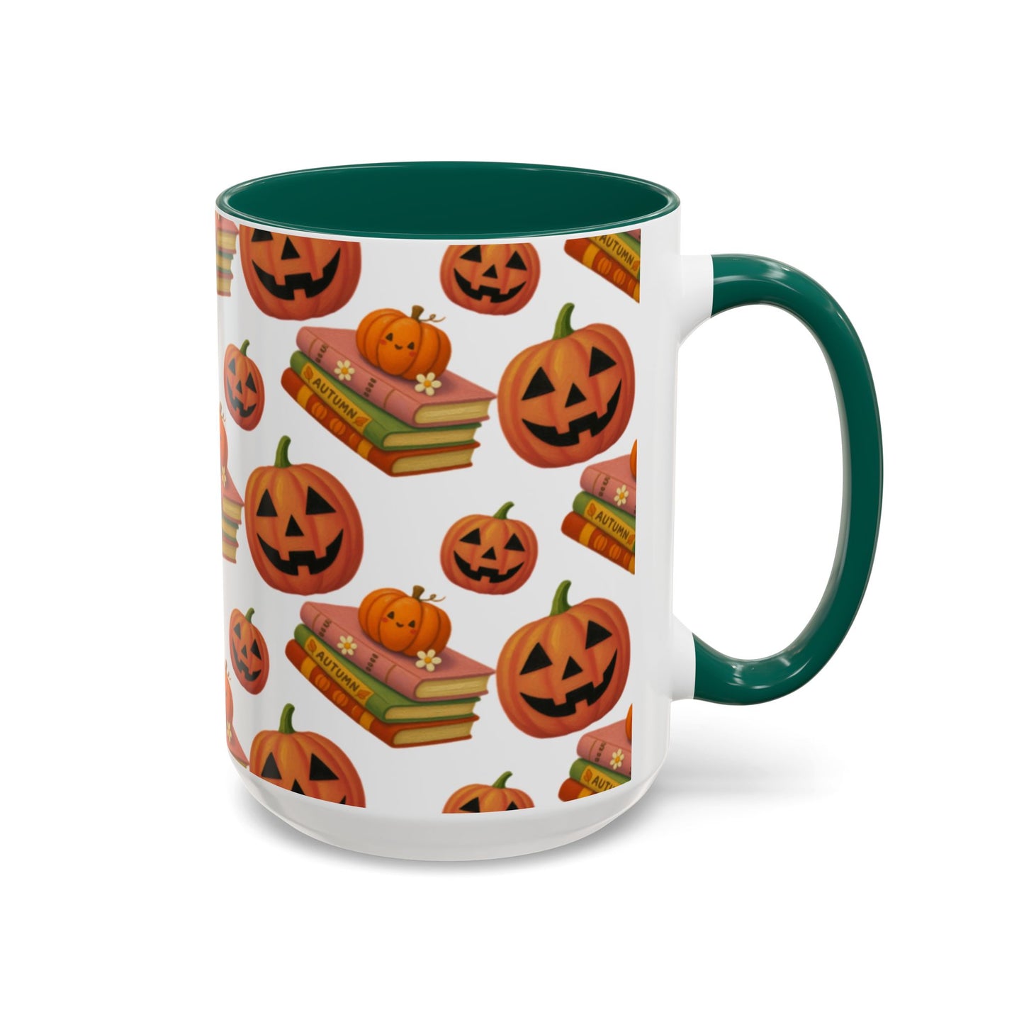 Books and pumpkin mug
